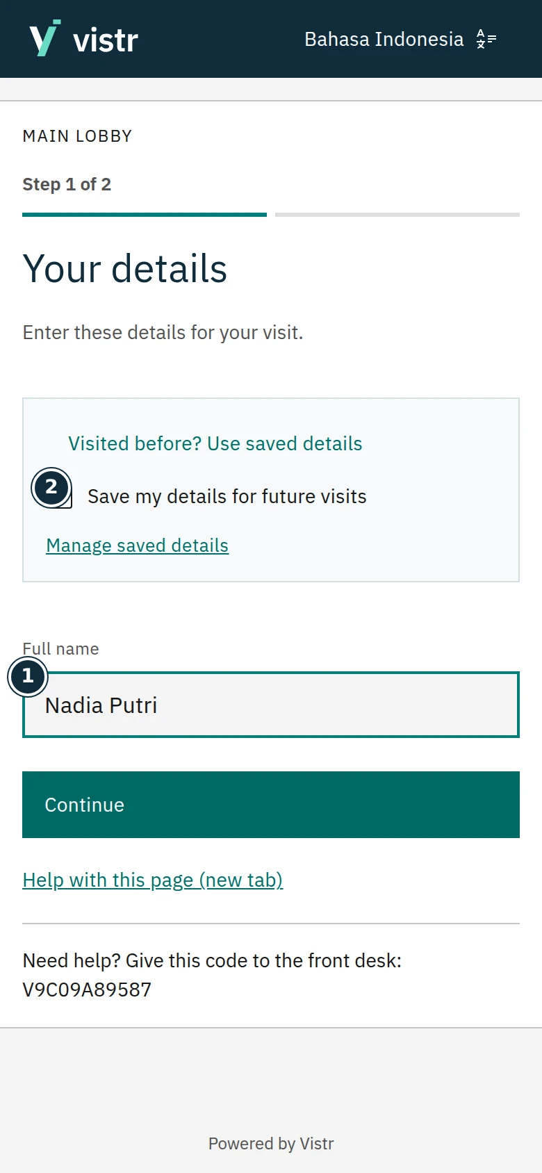 Guest details on a phone.