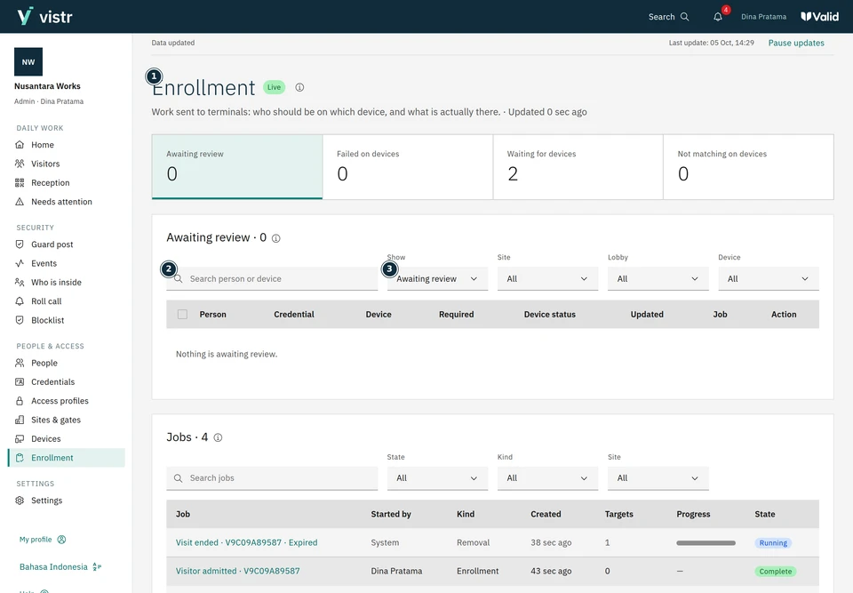 Enrollment shows the state of data delivery to devices.