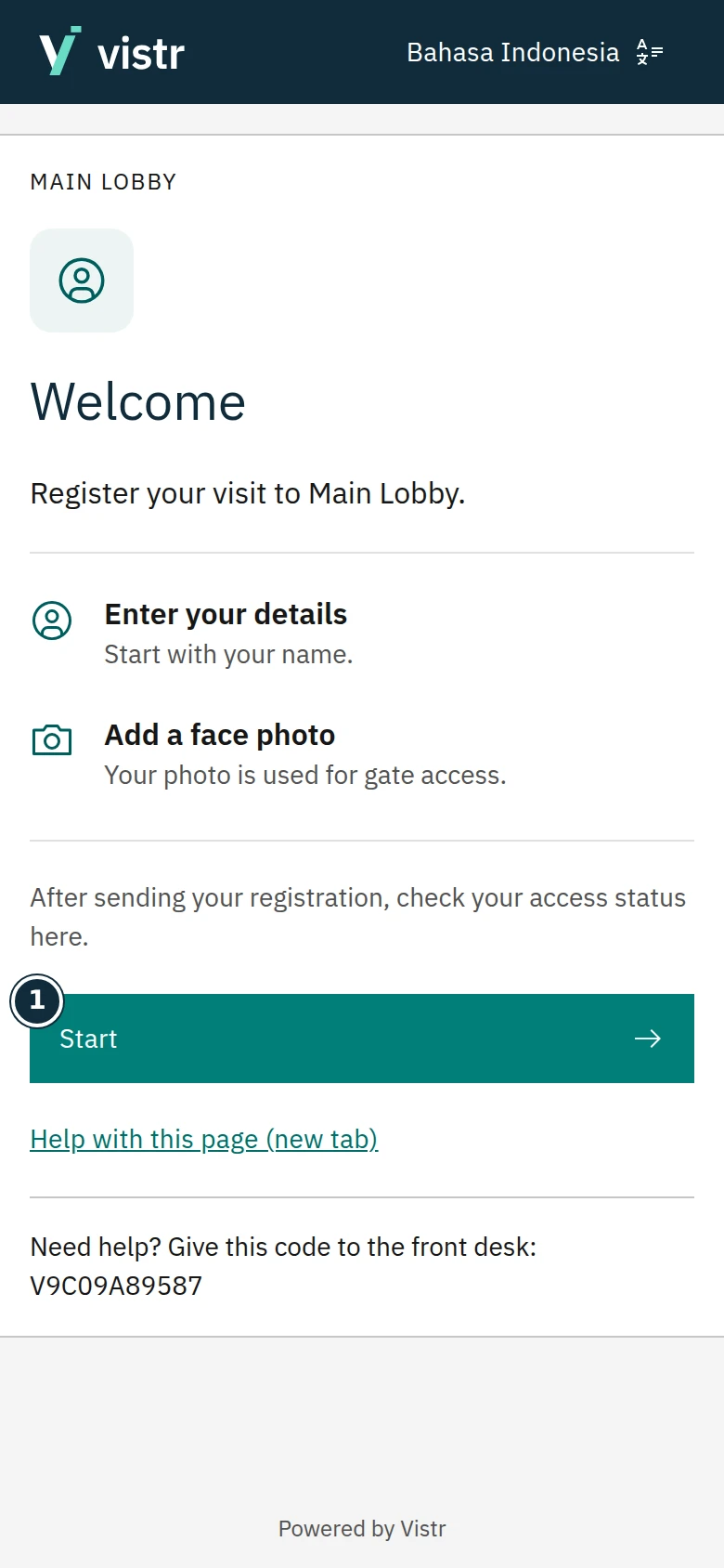 Check your destination before selecting Start.
