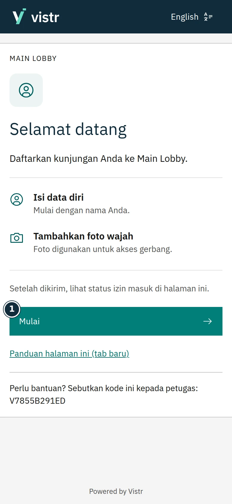 Periksa tempat tujuan sebelum memilih Mulai.
