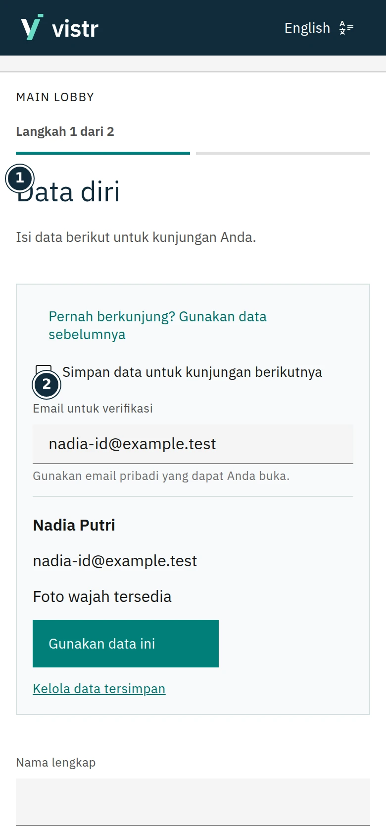 Data ditinjau lagi setelah identitas tamu diverifikasi.